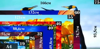 Tv- og skærmstørrelse, højde og bredde baseret på skærmens diagonale størrelse