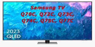Samsung TV Q70C, Q72C, Q73C, Q74C, Q75C, Q77C forskelle