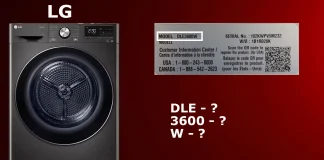 LG tørretumbler modelnummer, afkodning forklaring