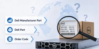Hvad betyder Dell Manufacturer Part, Dell Part og Order Code?